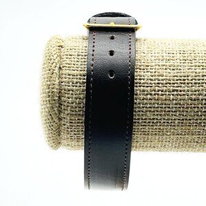 Dark Brown Leather Watch Band Bracelet Gold Buckle Vintage Style